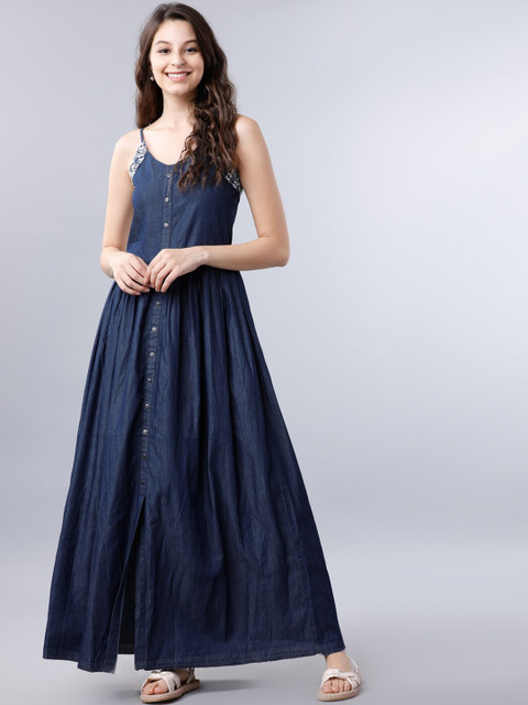 

Tokyo Talkies Women Navy Blue Solid Maxi Dress
