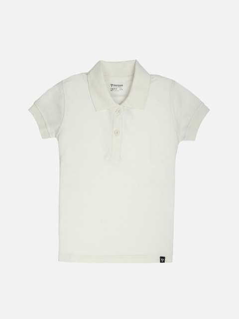 

PROTEENS Girls White Solid Polo Collar T-shirt