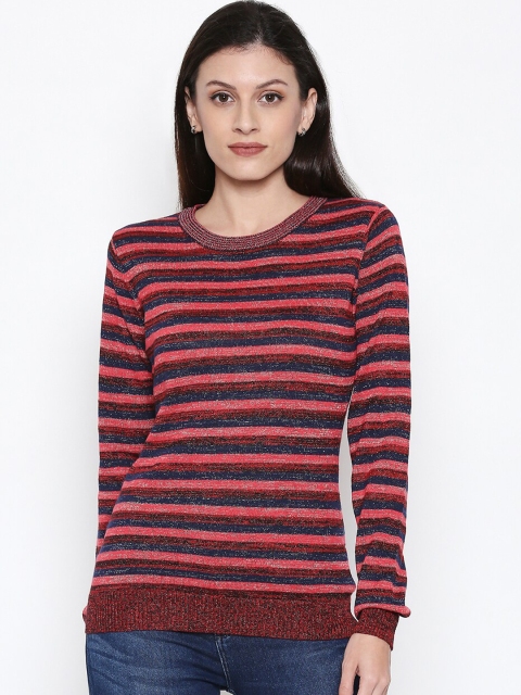 

Manola Women Red & Navy Blue Striped Pullover Sweater