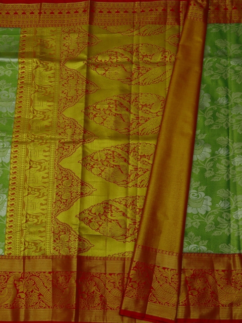 

Pothys Green & Yellow Tissue Printed Saree