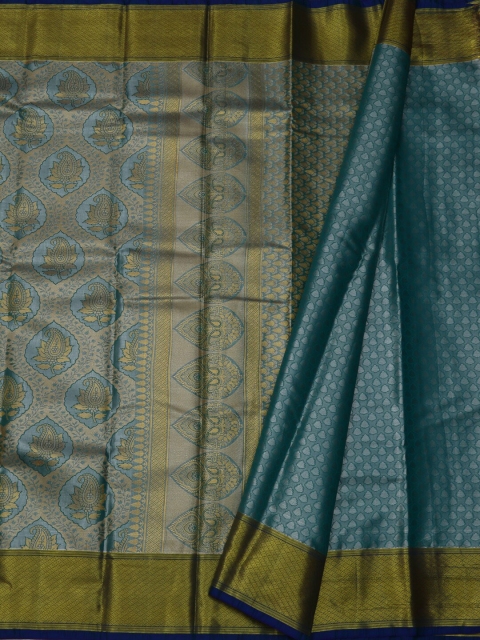 

Pothys Blue & Gold-Coloured Tissue Woven Design Saree