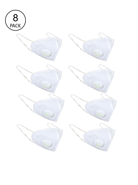 

OOMPH Unisex Pack of 8 Pcs White Reusable 5-Ply Protective N95 Masks With Valve