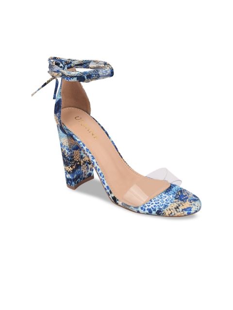 

URBANE Women Blue & Transparent Printed Block Heels