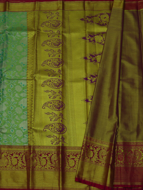 

Pothys Green & Maroon Tissue Woven Design Saree