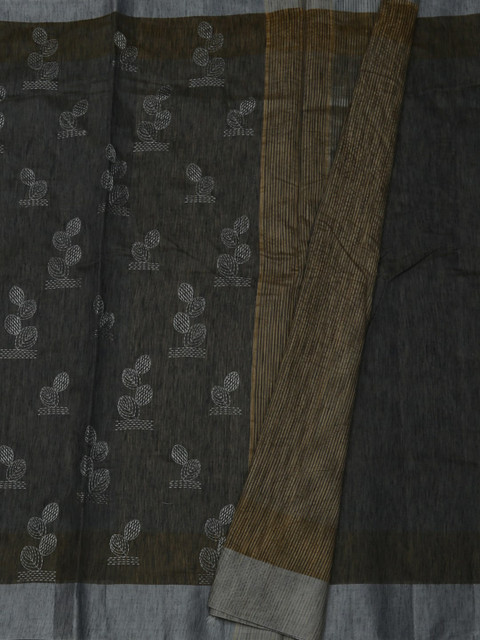 

Pothys Grey Embroidered Silk Cotton Saree