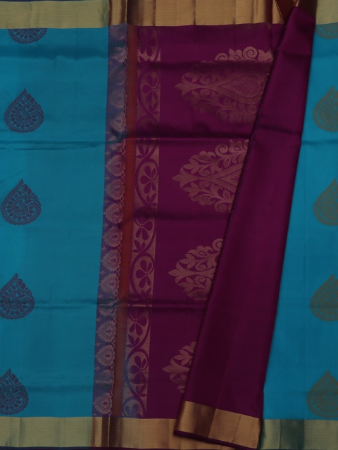 

Pothys Blue & Magenta Pure Silk Woven Design Saree
