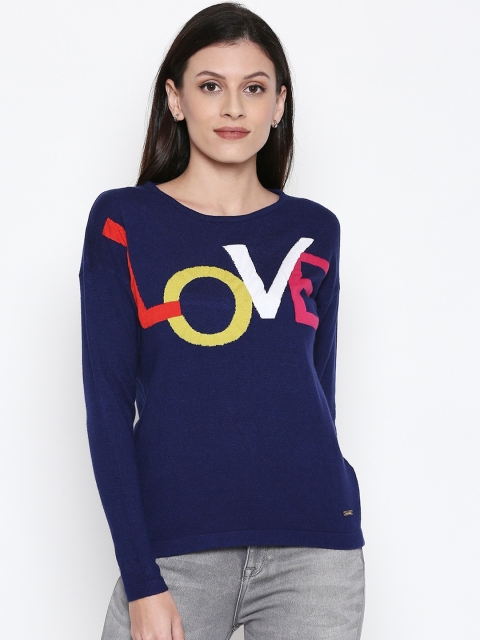 

Manola Women Navy Blue Self Design Top
