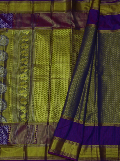 

Pothys Gold & Navy Blue Tissue Woven Design Saree