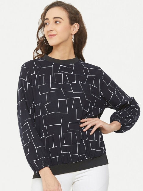 

109F Women Navy Blue Printed Top