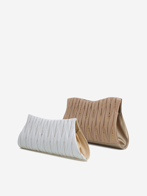 

Element Cart Set Of 2 White & Beige Embellished Purse Clutch