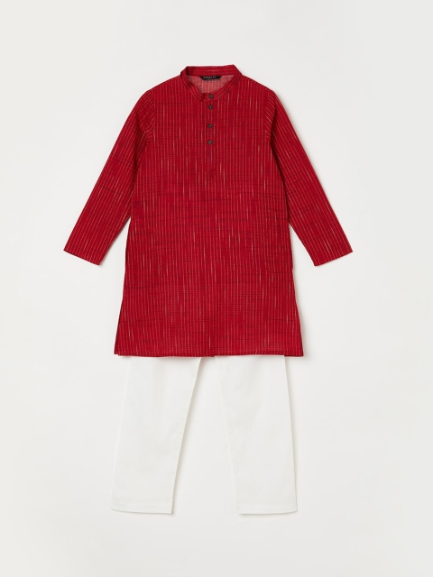 

Melange by Lifestyle Boys Maroon & White Striped Kurta with Pyjamas