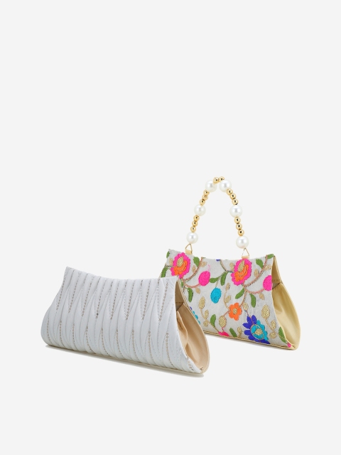 

Element Cart Set Of 2 White Embroidered Purse Clutch