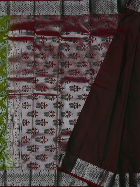 

Pothys Green & Maroon Tissue Printed Saree