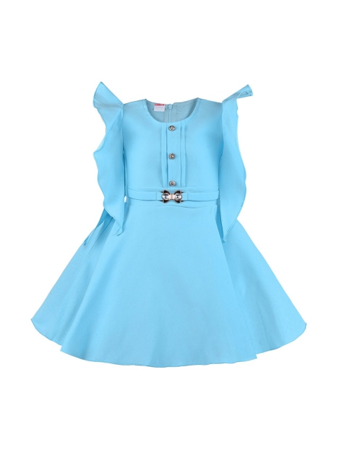 

Wish Karo Girls Blue Solid Fit and Flare Dress
