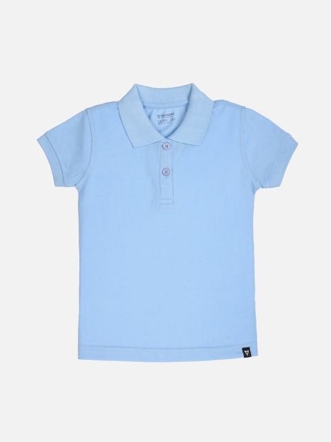

PROTEENS Girls Blue Solid Polo Collar T-shirt