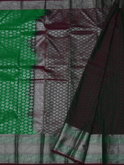 

Pothys Green & Silver-Toned Tissue Woven Design Saree