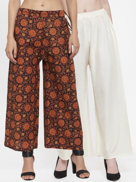 

TAG 7 Women Pack Of 2 Straight Palazzos, Off white
