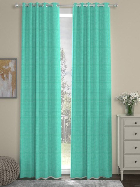 

ROSARA HOME Turquoise Blue Set of 2 Striped Long Door Curtains