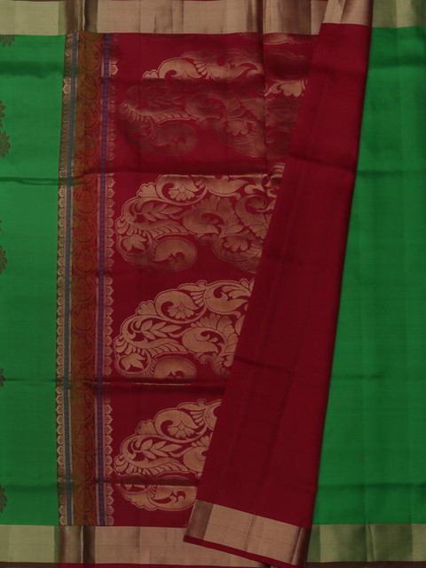 

Pothys Green & Red Pure Silk Woven Design Saree