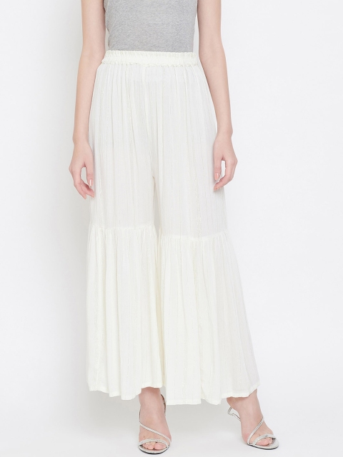 

Castle Women Off-White Solid Flared Sharara Pants