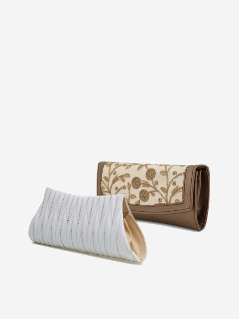 

Element Cart Set Of 2 Off-White & Beige Embroidered Clutches