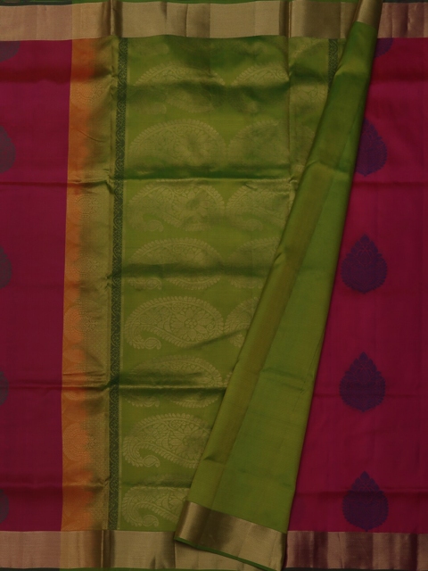 

Pothys Pink & Green Pure Silk Woven Design Saree
