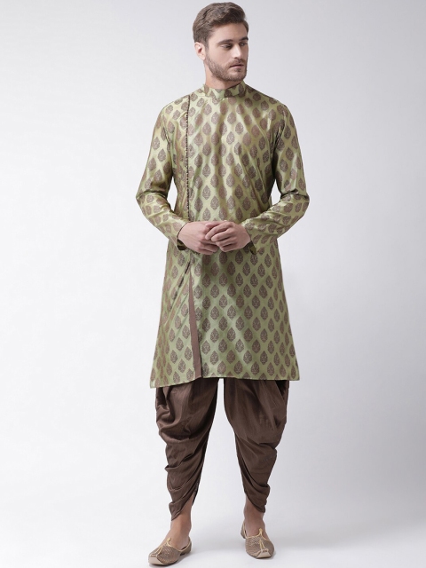 

LAMAAYA Men Green & Brown Printed Kurta with Patiala