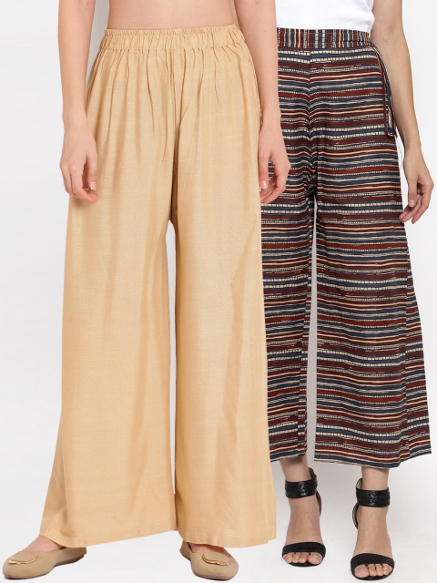 

TAG 7 Women Pack Of 2 Palazzos, Navy blue
