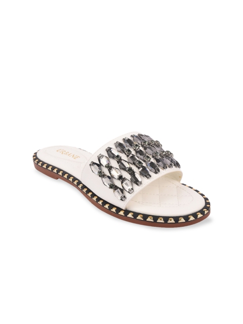 

URBANE Women White Embellished Open Toe Flats
