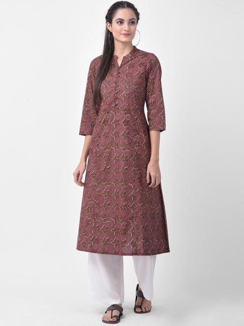 

aayusika Women Maroon Bagru Print Hand Block A-Line Kurta