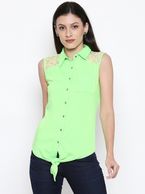 

Manola Women Fluorescent Green Solid Shirt Style Top