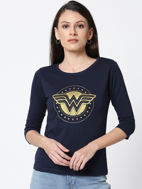 

Bewakoof Women Blue Wonder Woman Printed Round Neck T-shirt