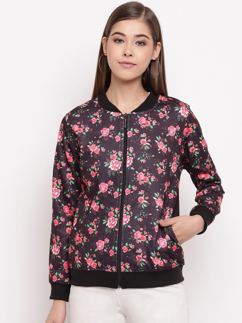 

Miss Grace Women Black & Pink Floral Printed Sweatshirt