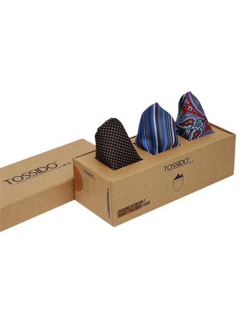 

Tossido Men Pack of 3 Multicoloured Printed Pocket Squares, Blue