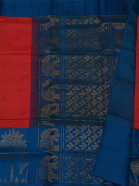 

Pothys Orange & Blue Pure Silk Woven Design Saree