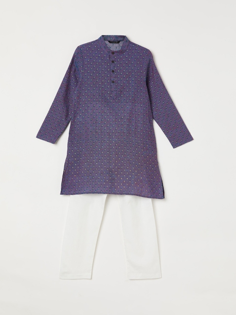 

Melange by Lifestyle Boys Purple & White Embroidered Kurta with Pyjamas