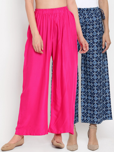 

TAG 7 Women Pack of 2 Flared Palazzos, Pink