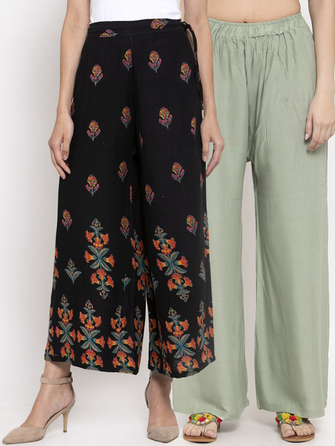 

TAG 7 Women Pack Of 2 Straight Palazzos, Green