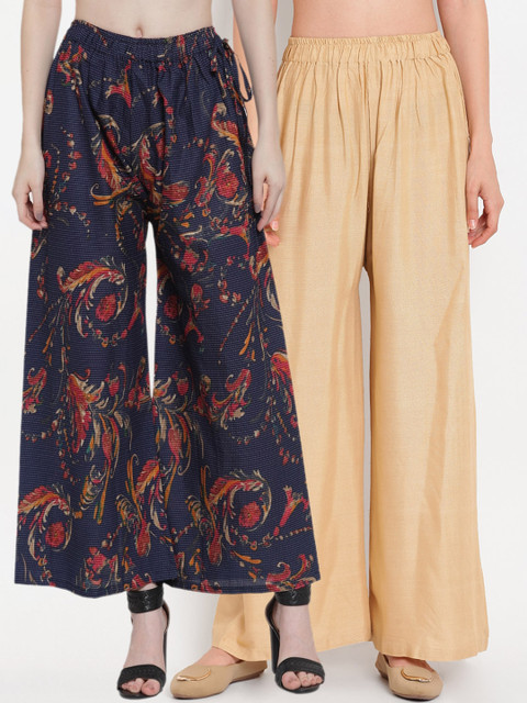 

TAG 7 Women Pack Of 2 Straight Palazzos, Beige