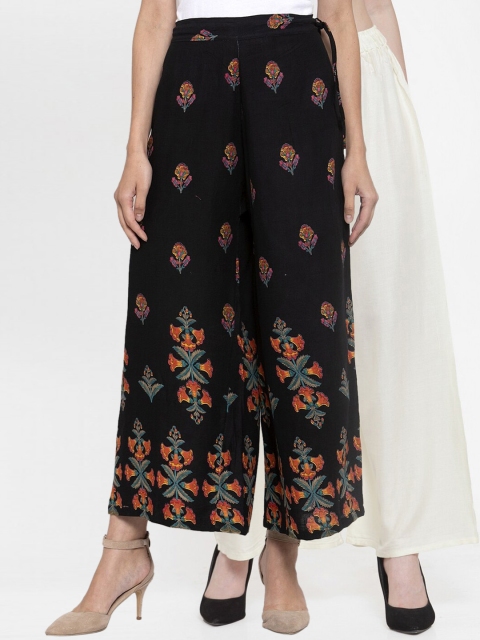 

TAG 7 Women Pack of 2 Flared Palazzos, Off white