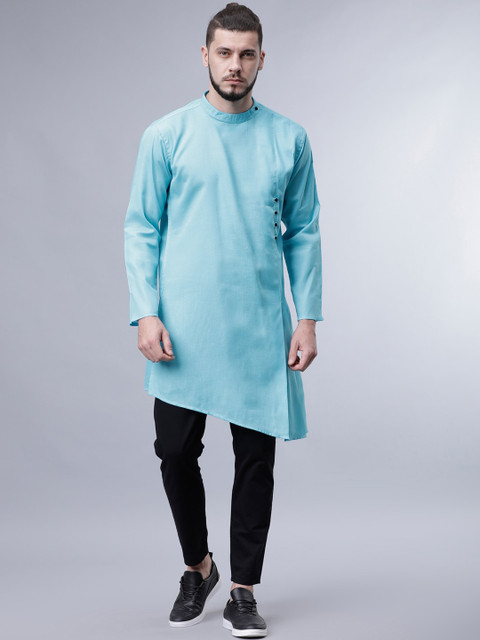 

Svanik Men Blue Solid A-Line Kurta