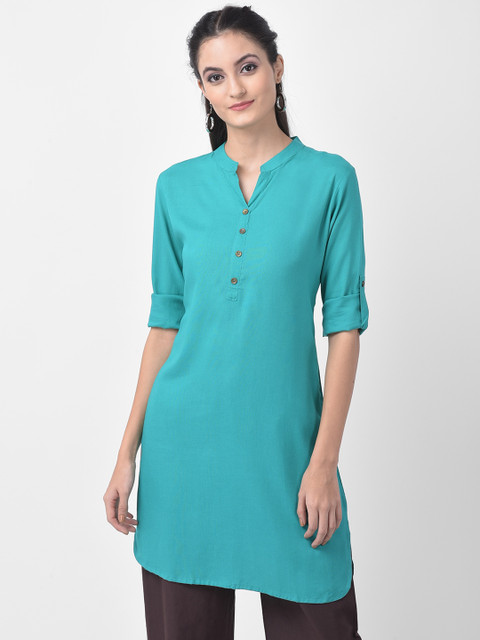 

aayusika Women Turquoise Blue Solid A-Line Kurta