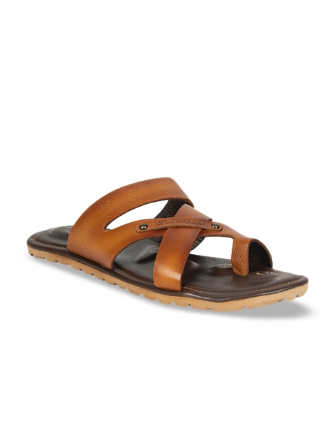 

VON WELLX GERMANY Men Tan Brown Leather Comfort Sandals