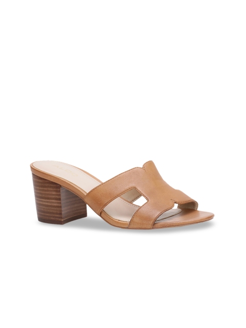 ALDO Women Brown Solid Leather Heels