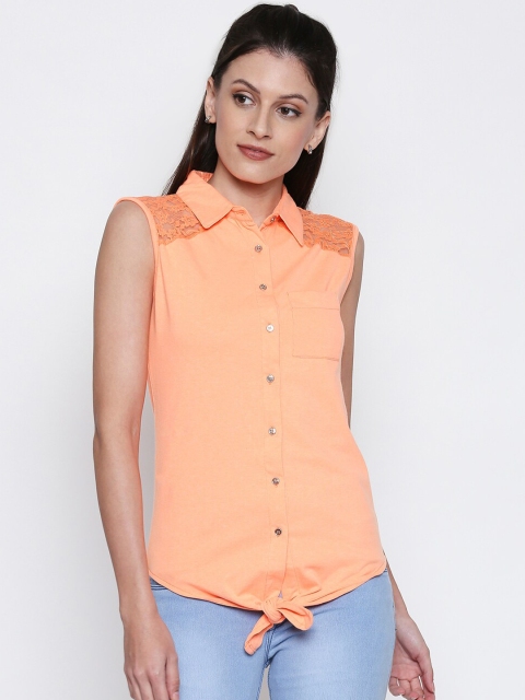 

Manola Women Orange Solid Shirt Style Top