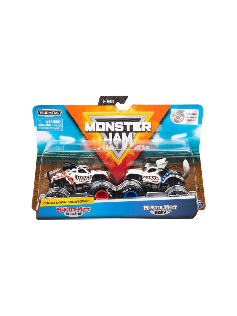 

MONSTER JAM Kids Set of 2 White & Black 1:64 Scale Die-Cast Monster Mutt Vs Huskey Toy Vehicles