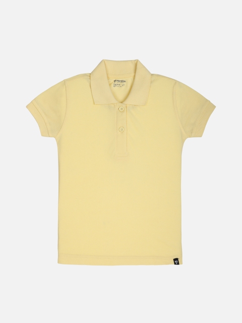 

PROTEENS Girls Yellow Solid Polo Collar T-shirt