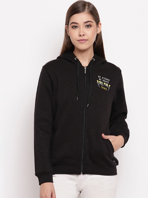 

Miss Grace Women Black Solid Hooded Sweatshirt