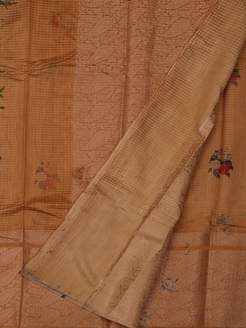 

Pothys Orange & Gold-Toned Jute Silk Printed Saree