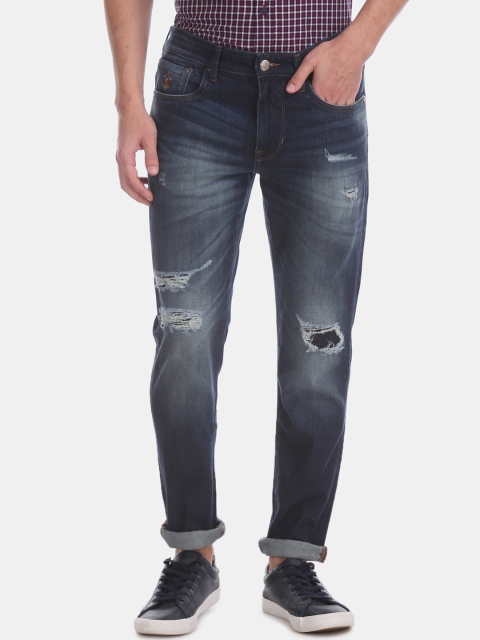 

U.S. Polo Assn. Men Blue Slim Fit Mid-Rise Ripped Jeans